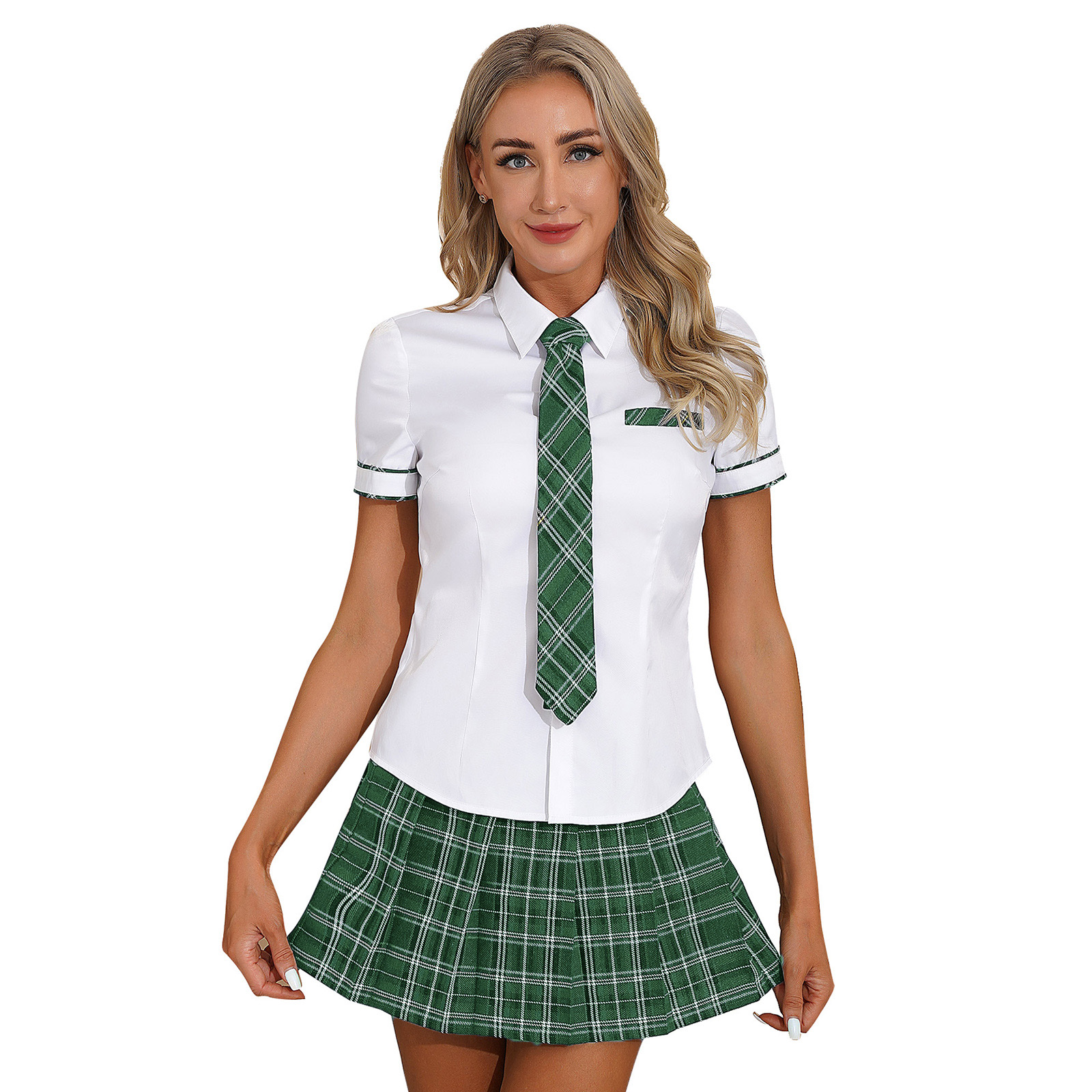 Team Sports - Vrouwen Driedelig Schoolmeisje Cosplay Kostuum Set