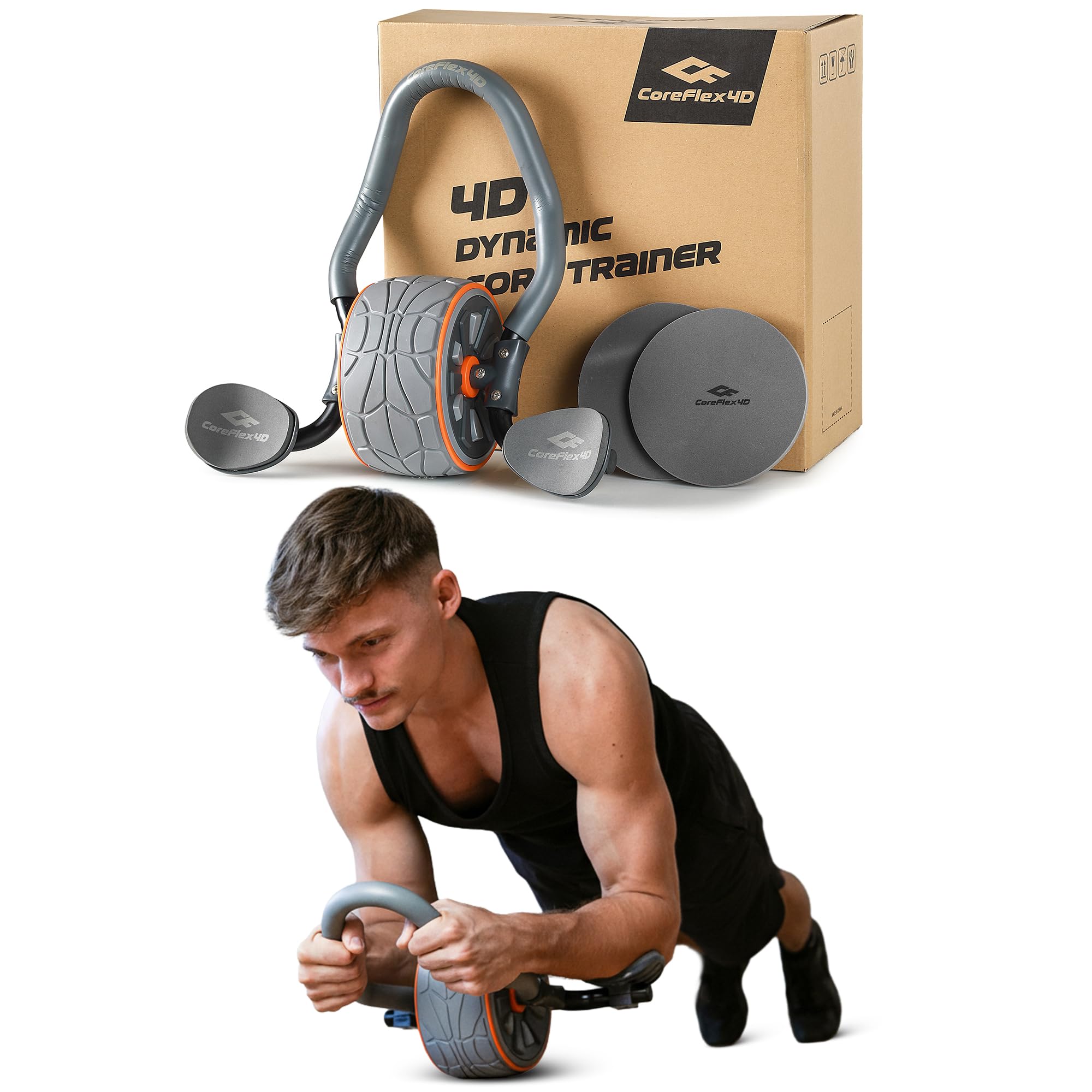 Ab Roller Wheel With Elbow Support - CoreFlex4D Ab Roller Wheel met Elleboogsteun,