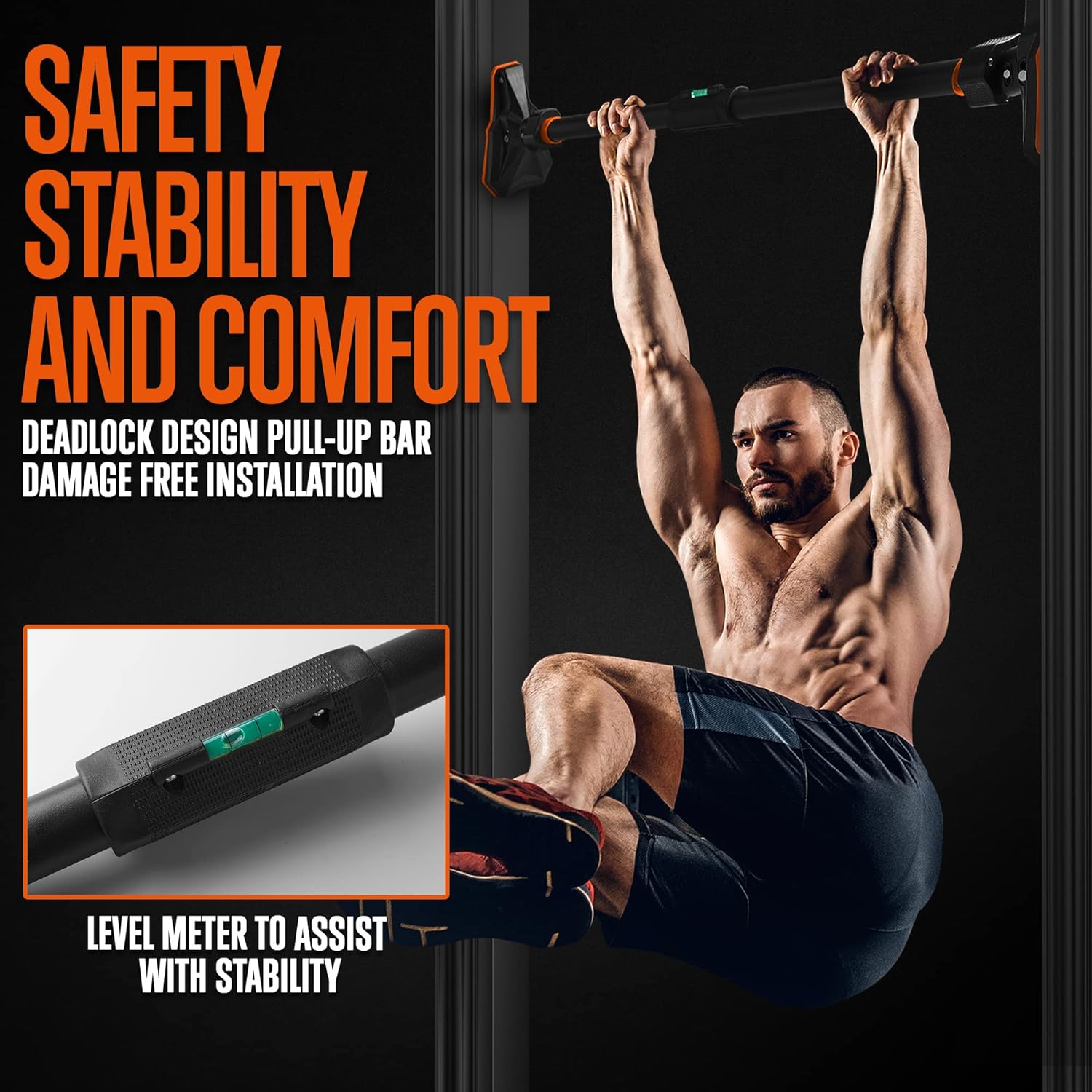Door Pull Up Bar No Screw - Pull-up/kin-up bar voor deurkozijn, geen schroeven,