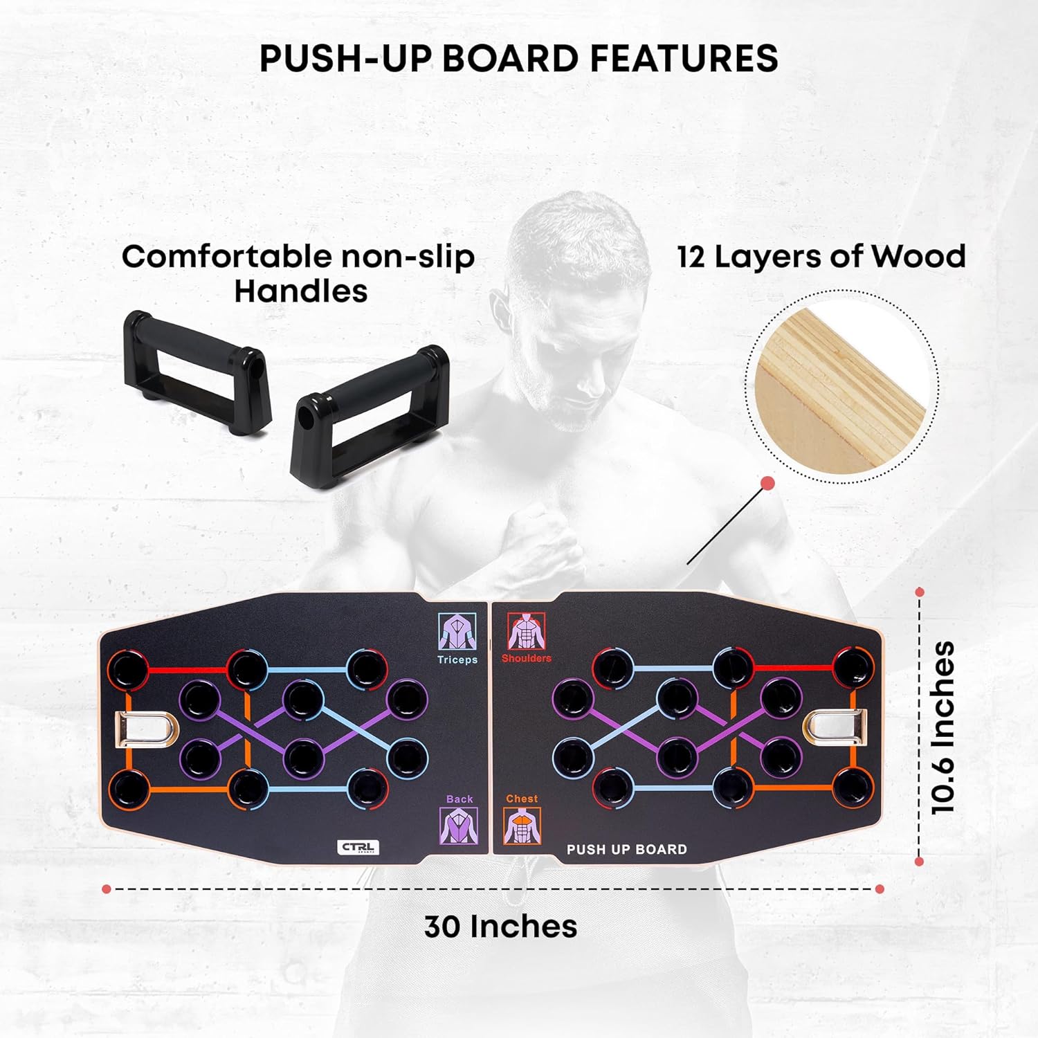 Push Up Board Foldable Multi Function - Multifunctionele opvouwbare houten push-up board van