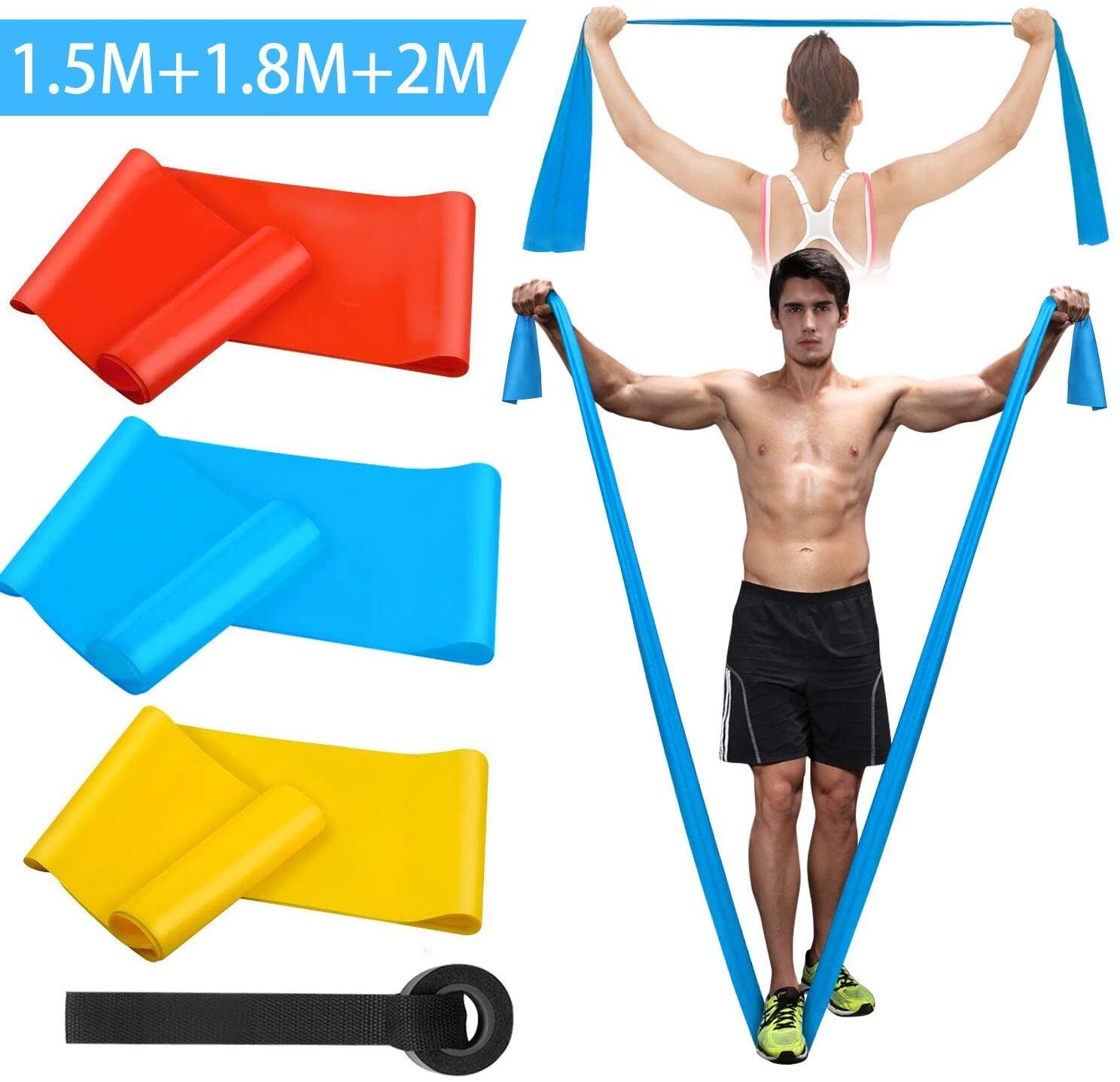 Pilates Bar Kit With Resistance Bands - Elastische fitnessbanden 3-delige weerstandsbanden Elastische fitnessbanden