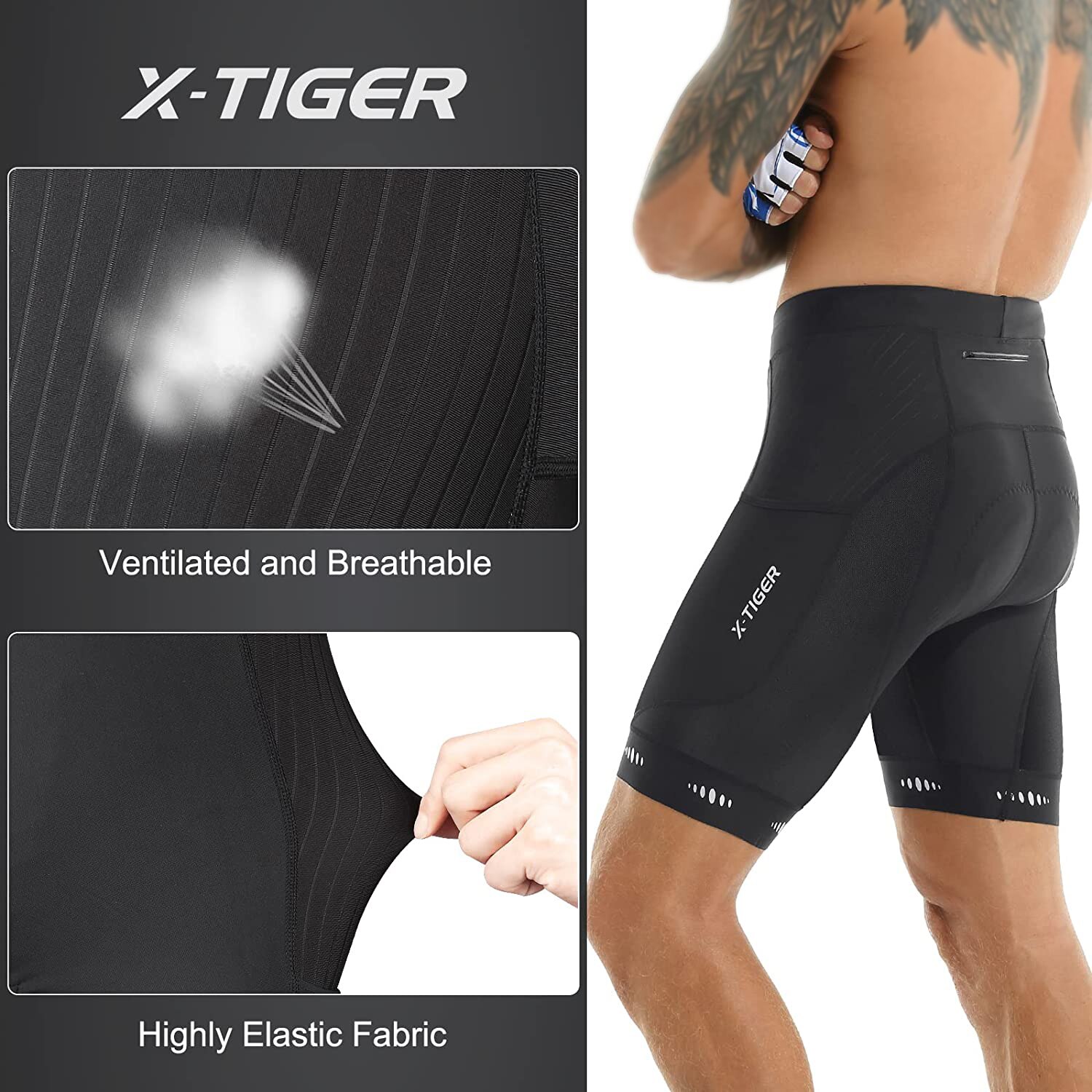 X-TIGER heren fietsbroek met r - Padded Cycling Shorts 5D Gel recensie en prijs