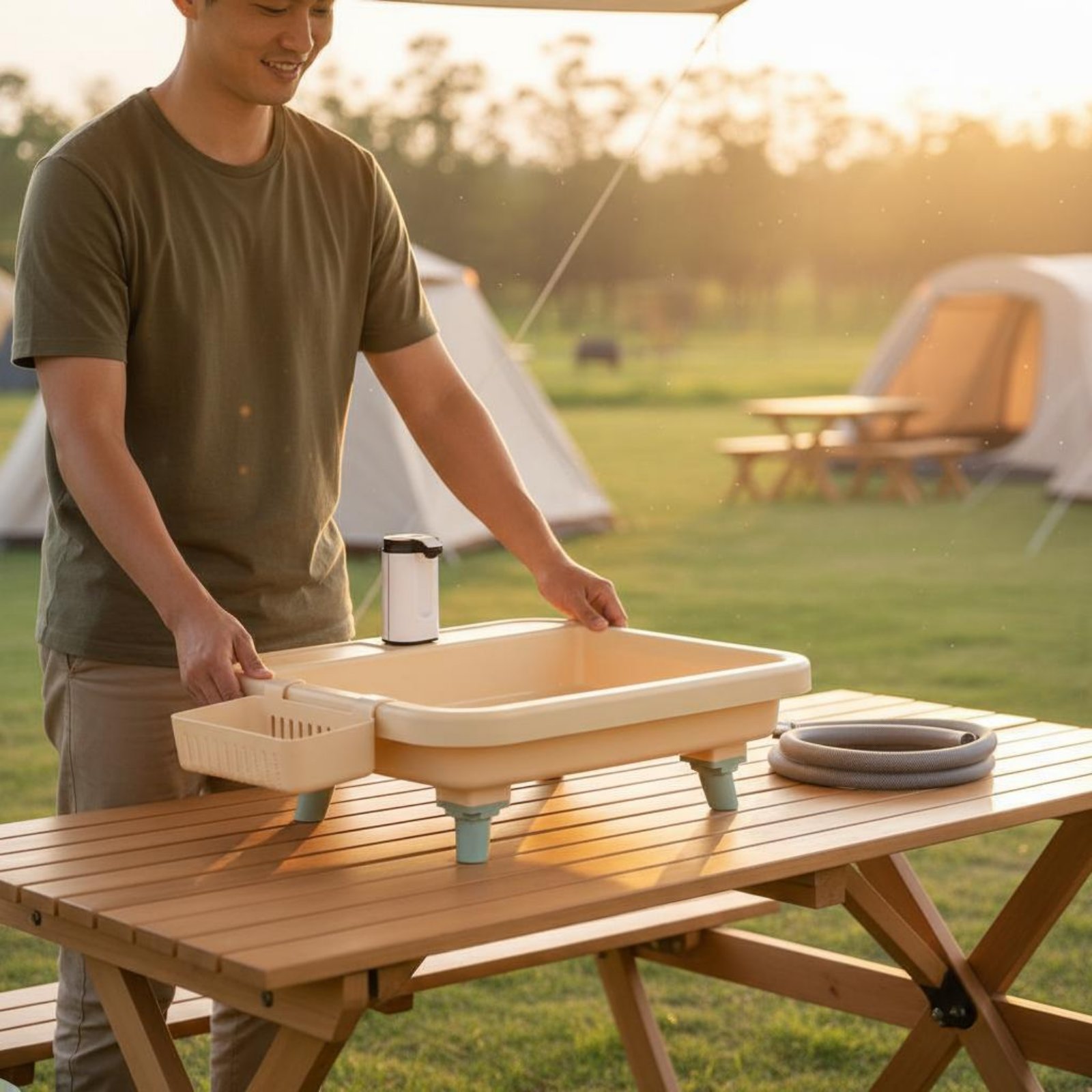 Draagbare handwasstation met é - Camping recensie en prijs